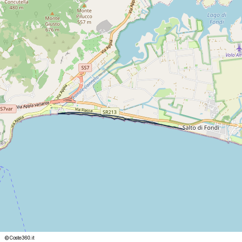 Posizione della spiaggia Spiaggia nei pressi di Via Flacca, Fondi, 04049