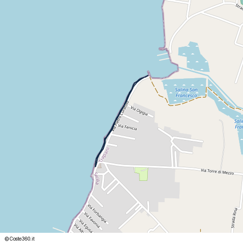 Posizione della spiaggia Spiaggia nei pressi di Via Pietro Curatolo, Marausa Lido, 91031