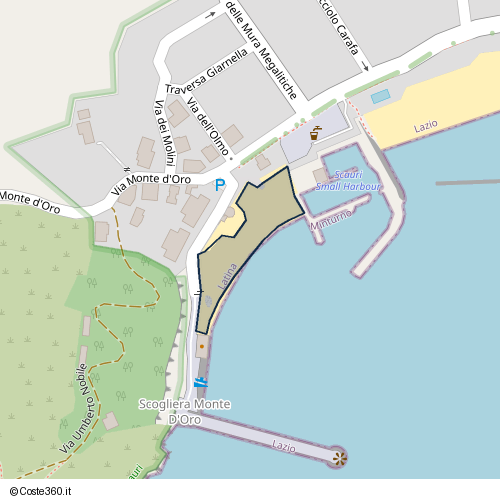 Posizione della spiaggia Spiaggia nei pressi di Via del Porto Scauritano, Minturno, 04028