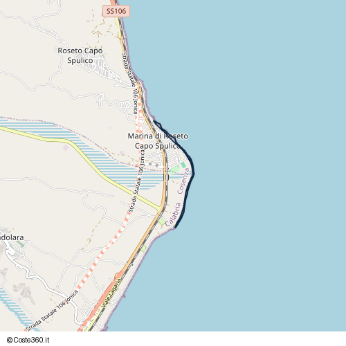 Posizione della spiaggia Spiaggia nei pressi di Via Napoli, Marina di Roseto Capo Spulico, 87070