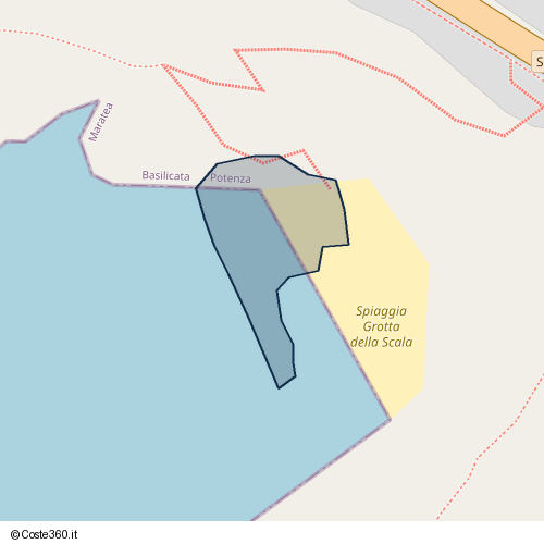 Posizione della spiaggia Spiaggia nei pressi di SS18, Maratea