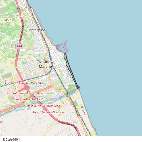 Posizione della spiaggia Spiaggia nei pressi di Lungomare Sergio Piermanni 5 bis, Civitanova Marche, 62012