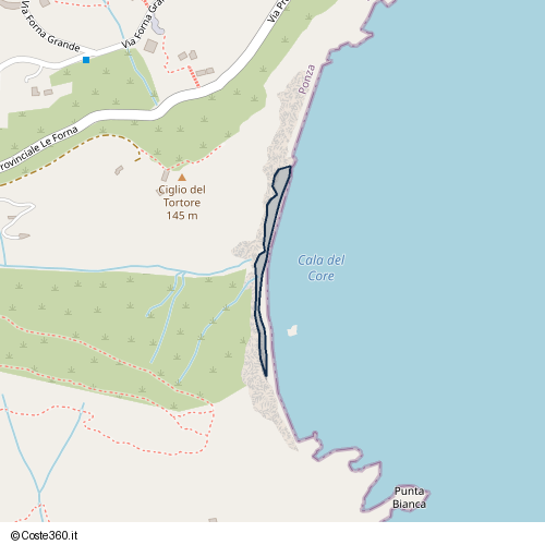 Posizione della spiaggia Spiaggia nei pressi di Via Provinciale Le Forna, Ponza, 04027