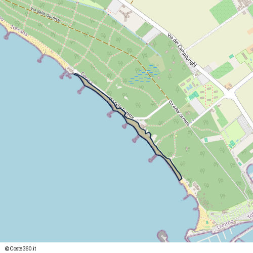 Posizione della spiaggia Spiaggia nei pressi di Via delle Gorette, Marina di Cecina, Cecina, 57023