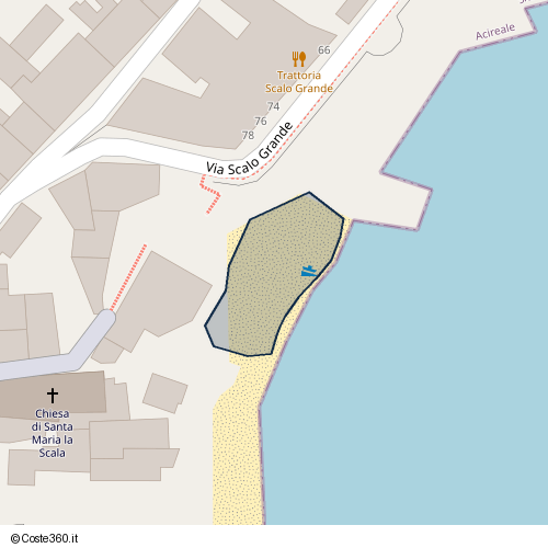 Posizione della spiaggia Spiaggia nei pressi di Via Scalo Grande 78, Acireale, 95024