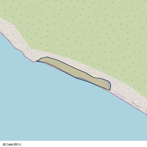 Posizione della spiaggia Spiaggia nei pressi di Antica strada vicinale della Dogana detta dei Cavalleggeri, Punta Ala