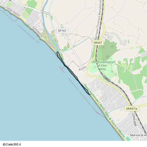 Posizione della spiaggia Spiaggia nei pressi di Via Focea, Ascea, 84046