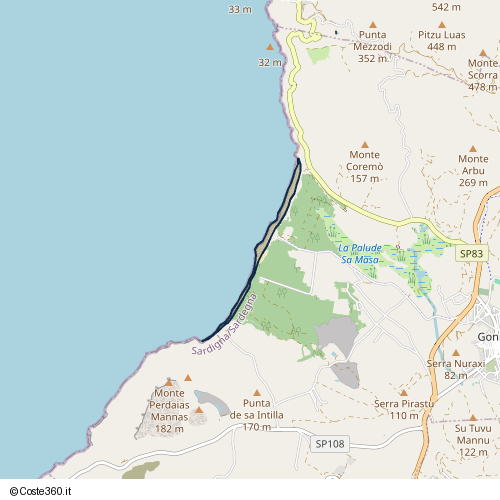 Posizione della spiaggia Spiaggia nei pressi di Gonnesa, 09010