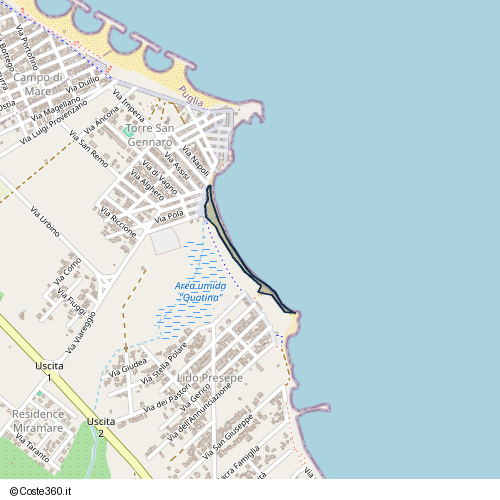 Posizione della spiaggia Spiaggia nei pressi di Via delle dune, Torchiarolo