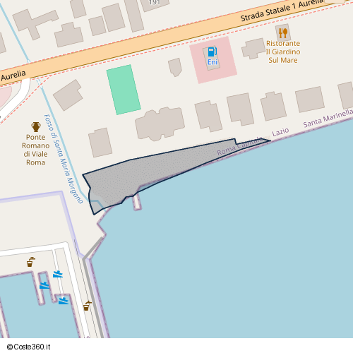 Posizione della spiaggia Spiaggia nei pressi di Strada Statale 1 Aurelia, Santa Marinella, 00058