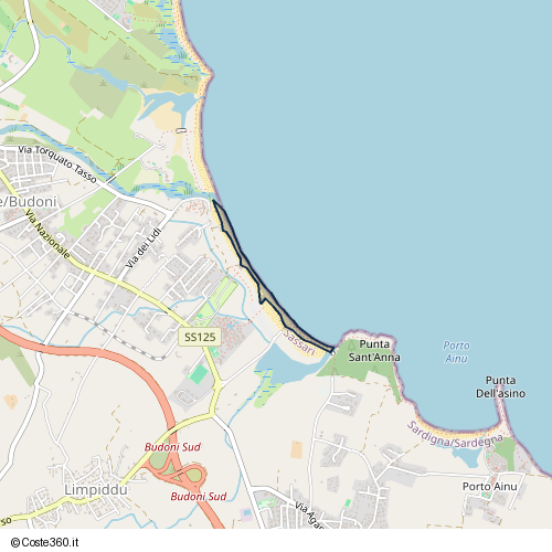 Posizione della spiaggia Spiaggia nei pressi di Traversa Via Olbia, Limpiddu, 07051