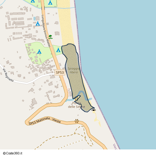 Posizione della spiaggia Spiaggia nei pressi di LungoMare Enrico Mattei, Vieste, 71019