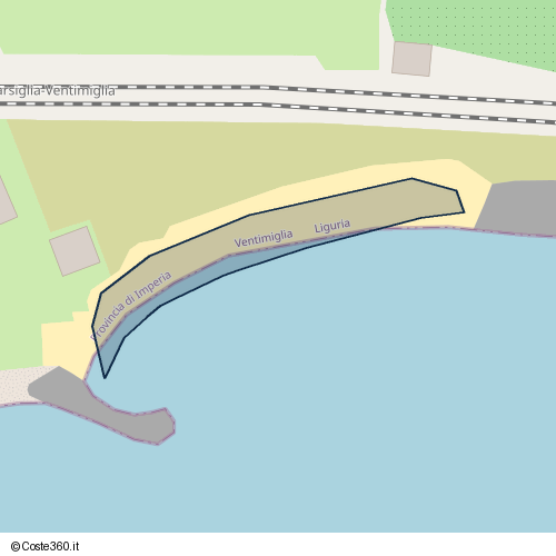 Posizione della spiaggia Spiaggia nei pressi di Ventimiglia, 19039