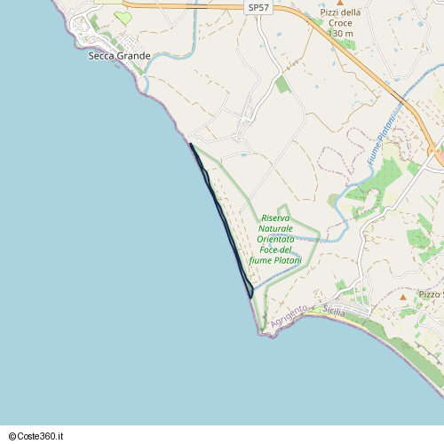 Posizione della spiaggia Spiaggia nei pressi di Strada Provinciale 57, Ribera, 92016