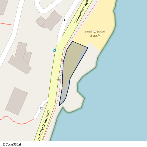 Posizione della spiaggia Spiaggia nei pressi di Lungomare Raffaele Rossetti 32, Santa Margherita Ligure, 16038