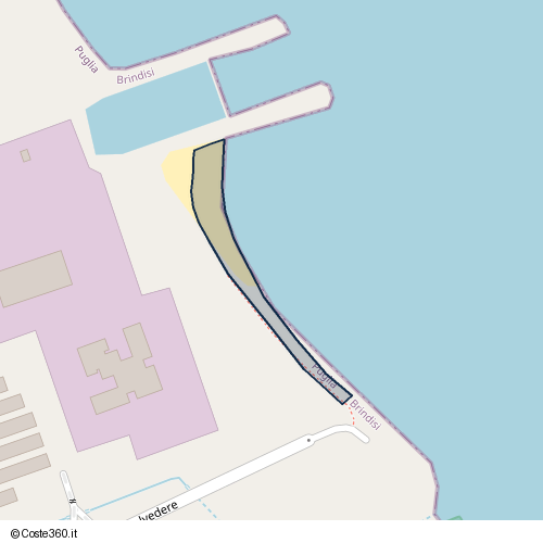 Posizione della spiaggia Spiaggia nei pressi di Diramazione Lido Belvedere, Brindisi