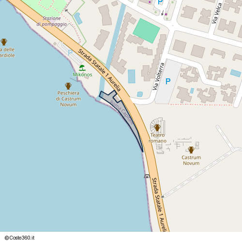 Posizione della spiaggia Spiaggia nei pressi di Strada Statale 1 Aurelia, Santa Marinella, 00058