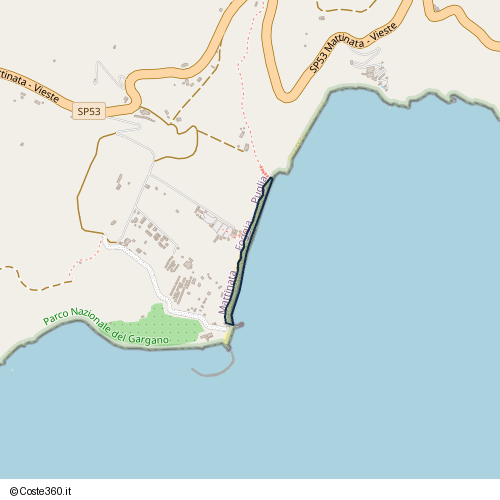 Posizione della spiaggia Spiaggia nei pressi di Litoranea, Mattinata