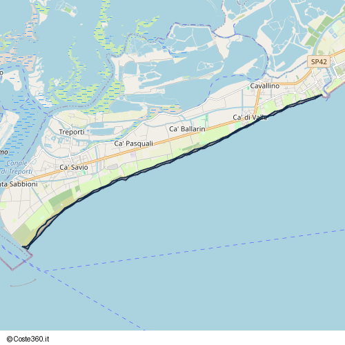 Posizione della spiaggia Spiaggia nei pressi di via Bucarest, Ca' Pasquali, 30013