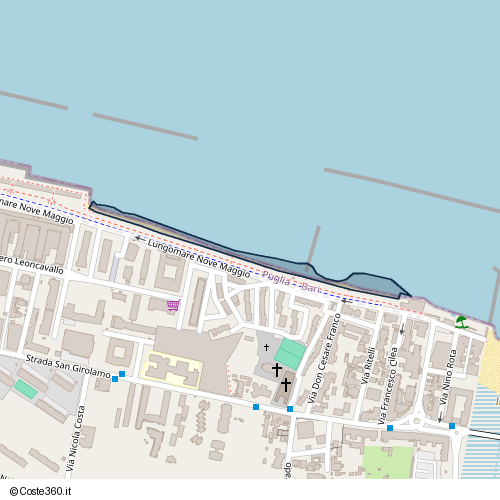 Posizione della spiaggia Spiaggia nei pressi di Lungomare Nove Maggio, San Girolamo, Bari, 70132