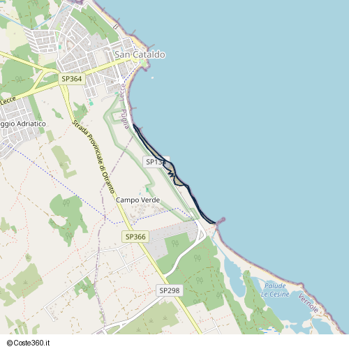 Posizione della spiaggia Spiaggia nei pressi di SP134, Vernole