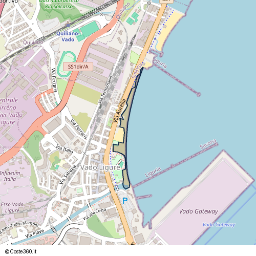 Posizione della spiaggia Spiaggia nei pressi di Lungomare Giacomo Matteotti, Vado Ligure, 17047