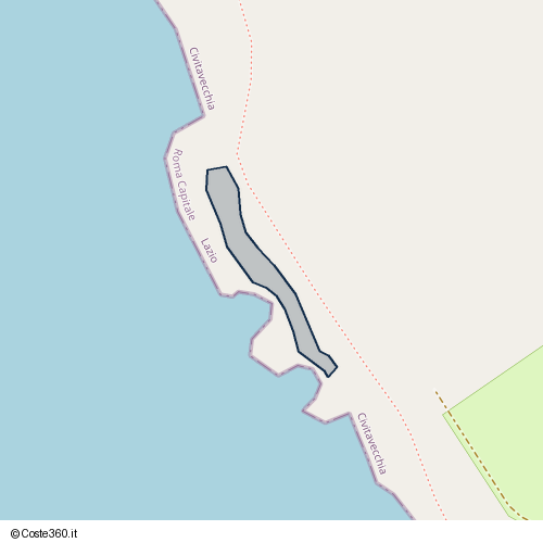 Posizione della spiaggia Spiaggia nei pressi di Pantano, Civitavecchia