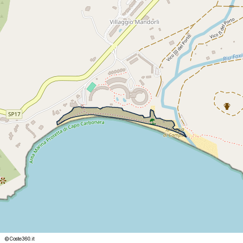 Posizione della spiaggia Spiaggia nei pressi di Via Cagliari, Crabonaxa/Villasimius, 09049