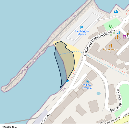 Posizione della spiaggia Spiaggia nei pressi di Lungomare Cristoforo Colombo, Pizzo, 89812