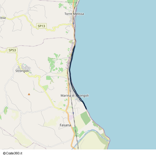 Posizione della spiaggia Spiaggia nei pressi di Via Magna Grecia, Marina di Strongoli, 88815