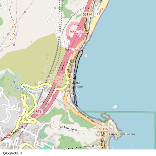 Posizione della spiaggia Spiaggia nei pressi di Via Nazionale, Taormina, 98039