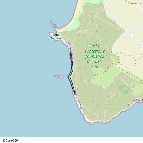 Posizione della spiaggia Spiaggia nei pressi di Strada Su Monti De Mesu, Crabas/Cabras, 09072