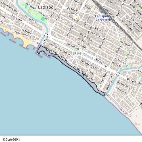 Posizione della spiaggia Spiaggia nei pressi di Lungomare Regina Elena 23, Ladispoli, 00055