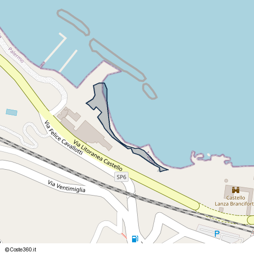 Posizione della spiaggia Spiaggia nei pressi di Via Litoranea Castello, Trabia, 90019