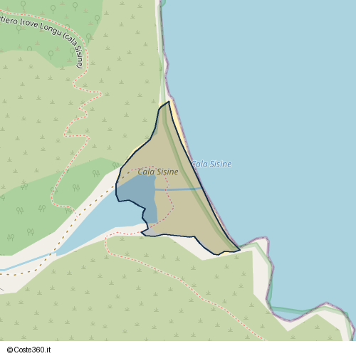 Posizione della spiaggia Spiaggia nei pressi di sentiero Irove Longu (cala Sisine), Baunei, 08040