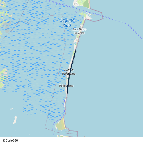 Posizione della spiaggia Spiaggia nei pressi di Strada Comunale dei Murazzi, Lido-Pellestrina, Venezia