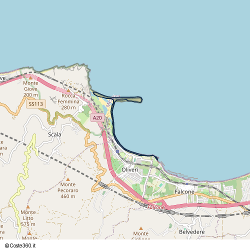 Posizione della spiaggia Spiaggia nei pressi di Galleria Madonna del Tindari, Patti, 98066