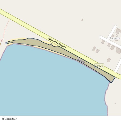 Posizione della spiaggia Spiaggia nei pressi di Viale dei Micenei, Taranto