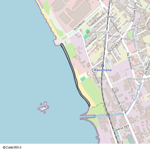 Posizione della spiaggia Spiaggia nei pressi di Rovigliano seafront pathway, Terragneta, Torre Annunziata, 80058