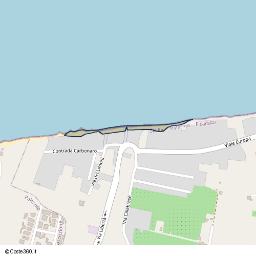 Posizione della spiaggia Spiaggia nei pressi di Ficarazzi, 90010