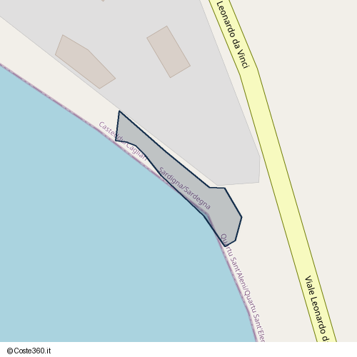 Posizione della spiaggia Spiaggia nei pressi di Viale Leonardo da Vinci 378, Marina di Capitana, Quartu Sant'Aleni/Quartu Sant'Elena, 09045