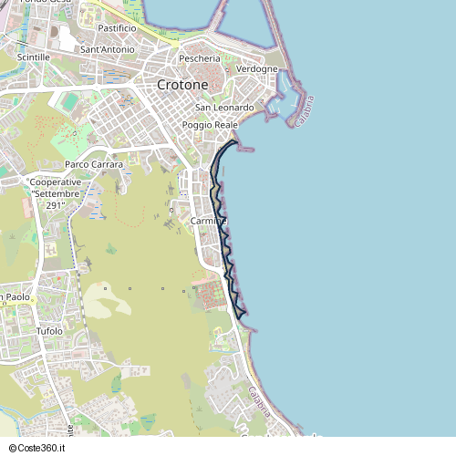 Posizione della spiaggia Spiaggia nei pressi di Viale Antonio Gramsci, Crotone, 88900