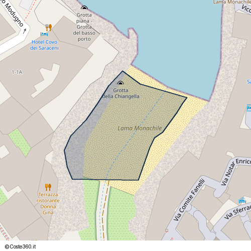 Posizione della spiaggia Spiaggia nei pressi di Lama Monachile, Centro Storico, Polignano a Mare, 70044