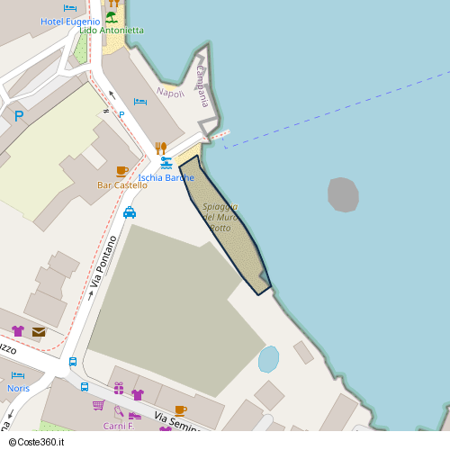 Posizione della spiaggia Spiaggia nei pressi di Via Pontano, Ischia, 80077