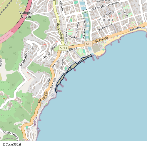 Posizione della spiaggia Spiaggia nei pressi di Andora, 17051