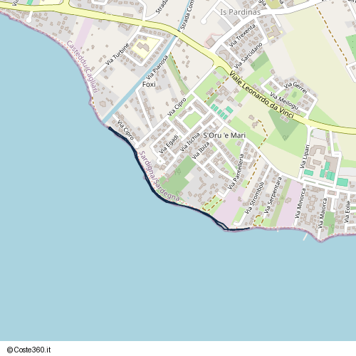 Posizione della spiaggia Spiaggia nei pressi di Via Ischia, Quartu Sant'Aleni/Quartu Sant'Elena, 09045