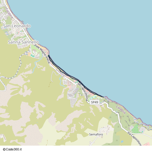 Posizione della spiaggia Spiaggia nei pressi di Viale Magna Grecia, San Leonardo, Crotone, 88900