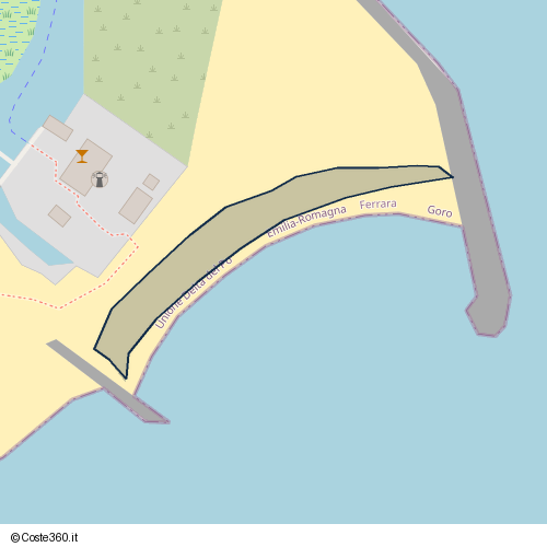 Posizione della spiaggia Spiaggia nei pressi di Piazzale Michele Passarella 1, Goro, 44020