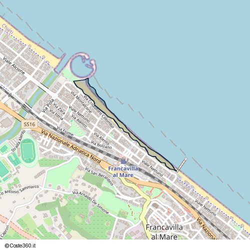 Posizione della spiaggia Spiaggia nei pressi di Via Cristoforo Colombo, Francavilla al Mare, 66023