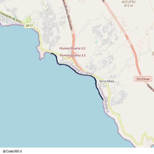 Posizione della spiaggia Spiaggia nei pressi di Quartu Sant'Aleni/Quartu Sant'Elena, 09045